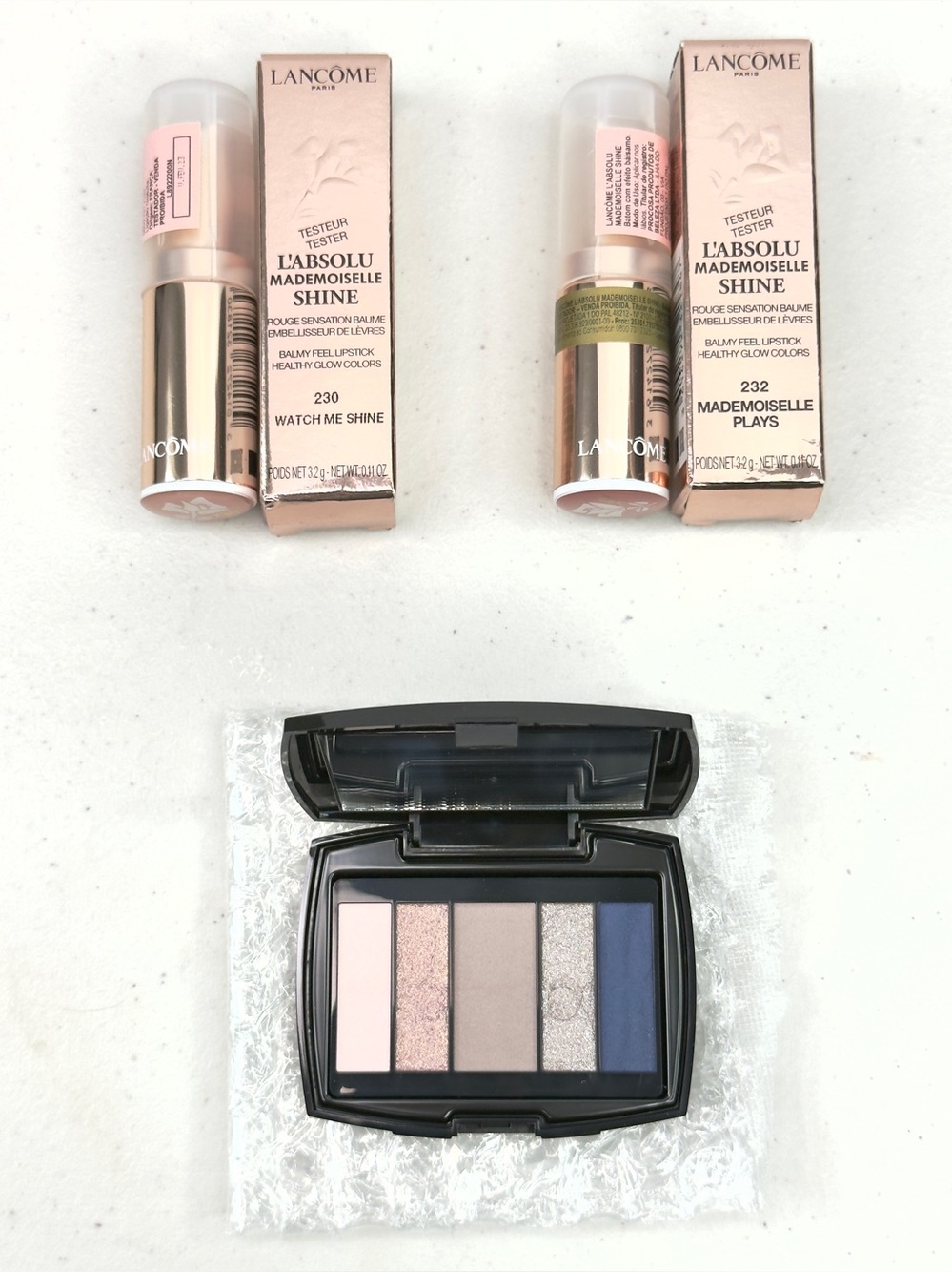 LANCOME L'Absolu Mademoiselle Shine Lipstick & Eye Palette Set NEW